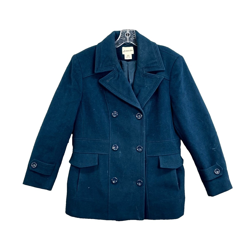 St. John's Bay Pea Coat Womens L Wool Double Breasted Academia Corpcore Winter